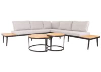 Garten Lounge Set aus Akazienholz mit Beistelltisch hellbraun