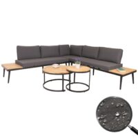 Garten Lounge Set aus Akazienholz mit Beistelltisch hellbraun