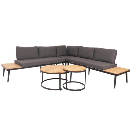 Garten Lounge Set aus Akazienholz mit Beistelltisch hellbraun