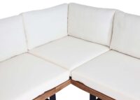 Garten Lounge Set aus Akazienholz mit cremeweißen Polstern
