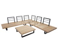 Garten Lounge-Set aus Akazienholz mit dunkelgrauen Polstern