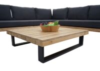 Garten Lounge-Set aus Akazienholz mit dunkelgrauen Polstern