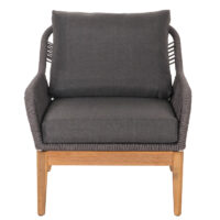 Garten Lounge Set Akazienholz und Rope dunkelgrau mit Sofa Sessel Tisch