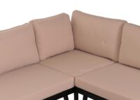 Garten Lounge Set aus Akazienholz und Stahl mit Beistelltisch und Kissen