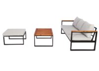 Gartenlounge Set aus Aluminium und Akazienholz hellgrau MVG-zertifiziert