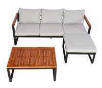 Gartenlounge Set aus Aluminium und Akazienholz hellgrau MVG-zertifiziert