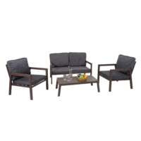 Gartenlounge Set aus Metall mit grauen Polstern Sofa und Sessel