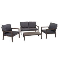 Gartenlounge Set aus Metall mit grauen Polstern Sofa und Sessel
