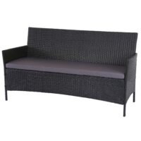 Poly-Rattan Lounge Sitzgruppe anthrazit mit Kissen 2-1-1 Set