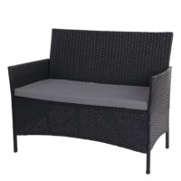 Poly-Rattan Lounge Sitzgruppe anthrazit mit Kissen 2-1-1 Set