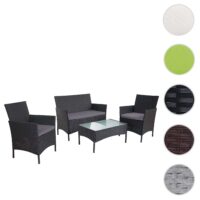 Poly-Rattan Lounge Sitzgruppe anthrazit mit Kissen 2-1-1 Set