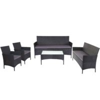 Poly-Rattan Garten Lounge-Set 3-2-1-1 anthrazit mit Kissen