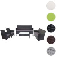 Poly-Rattan Garten Lounge-Set 3-2-1-1 anthrazit mit Kissen