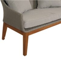 Garten Lounge Set aus Poly-Rattan und Akazienholz grau inklusive Kissen