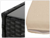 Poly-Rattan Gartenlounge Set anthrazit mit cremefarbenen Kissen