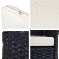 Poly-Rattan Garten Lounge-Set anthrazit mit cremefarbenen Kissen