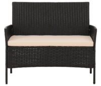 Poly-Rattan Gartenlounge Set anthrazit mit cremefarbenen Kissen