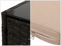 Poly-Rattan Gartenlounge Set braun mit cremefarbenen Kissen Metallgestell