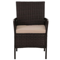 Poly-Rattan Gartenlounge Set braun mit cremefarbenen Kissen Metallgestell