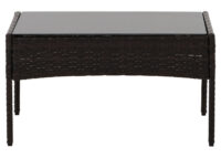 Poly-Rattan Gartenlounge Set braun mit cremefarbenen Kissen Metallgestell