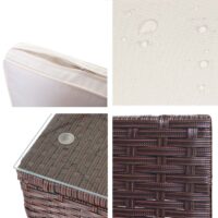 Poly-Rattan Lounge Sitzgruppe braun mit cremefarbenen Kissen für Garten