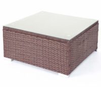 Poly-Rattan Lounge Sitzgruppe braun mit cremefarbenen Kissen für Garten
