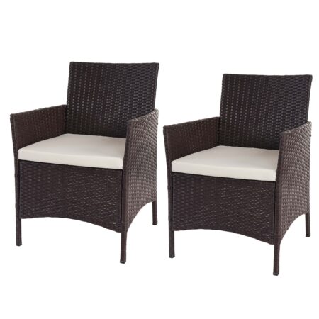 Poly-Rattan Lounge-Set braun Gartensitzgruppe mit cremefarbenen Kissen
