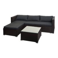 Poly-Rattan Gartenlounge Set braun mit Sofa und dunkelgrauen Kissen
