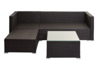 Poly-Rattan Gartenlounge Set braun mit Sofa und dunkelgrauen Kissen