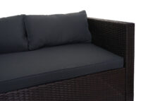 Poly-Rattan Gartenlounge Set braun mit Sofa und dunkelgrauen Kissen