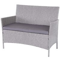 Garten Lounge-Set aus Polyrattan grau mit anthrazitfarbenen Kissen