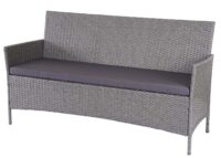 Garten Lounge-Set aus Polyrattan grau mit anthrazitfarbenen Kissen
