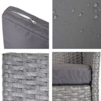 Garten Lounge-Set aus Polyrattan grau mit anthrazitfarbenen Kissen