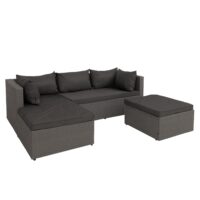 Polyrattan Gartenlounge Set grau mit dunkelgrauen Polstern