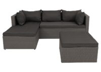 Polyrattan Gartenlounge Set grau mit dunkelgrauen Polstern