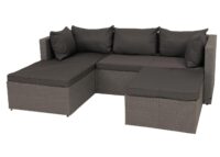 Polyrattan Gartenlounge Set grau mit dunkelgrauen Polstern