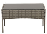 Poly-Rattan Gartenlounge Set grau mit Glastisch und Kissen