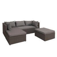 Poly-Rattan Gartenlounge Set grau mit hellgrauen Polstern