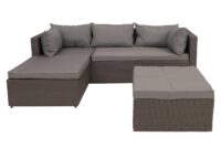 Poly-Rattan Gartenlounge Set grau mit hellgrauen Polstern