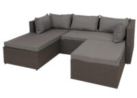 Poly-Rattan Gartenlounge Set grau mit hellgrauen Polstern