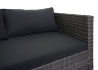 Poly-Rattan Gartenlounge Set grau mit Sofa und dunkelgrauen Kissen