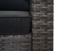 Poly-Rattan Gartenlounge Set grau mit Sofa und dunkelgrauen Kissen