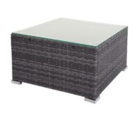 Poly-Rattan Gartenlounge Set grau mit Sofa und dunkelgrauen Kissen