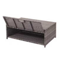 Poly-Rattan Lounge-Set grau Gartensofa mit Staufach und Kissen