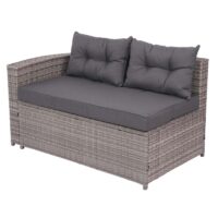 Poly-Rattan Lounge-Set grau Gartensofa mit Staufach und Kissen