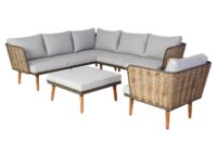 Garten Lounge Set aus Poly-Rattan hellgrau wetterfest