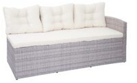 Garten Lounge Sitzgruppe aus Poly-Rattan hellgrau mit Kissen