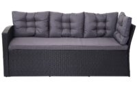 Garten Lounge-Set aus Polyrattan schwarz mit Bank und Kissen