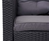 Garten Lounge-Set aus Polyrattan schwarz mit Bank und Kissen