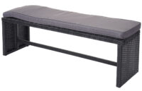 Garten Lounge-Set aus Polyrattan schwarz mit Bank und Kissen